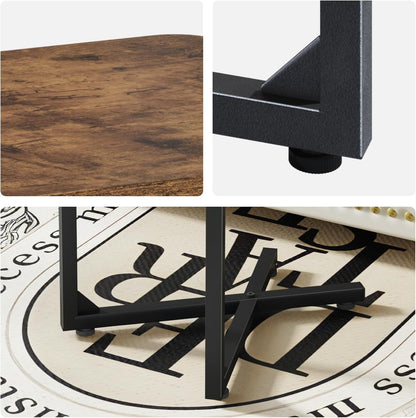 NEFROM ET-X-BR1 C-Shaped End Table, Small Couch Side Table, Sofa TV Tray Table for Living Room, Bedroom, Bedside