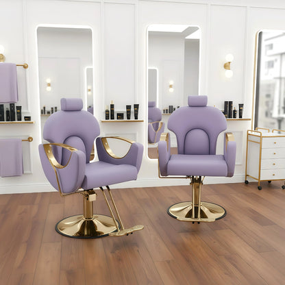 Tythical Salon Chair for Hair Stylist, Reclining Barber Chair with Heavy Duty Hydraulic Pump, 360 Degrees Swivel Styling Braiding Hairdresser Chair for Home Barbershop, Purple
