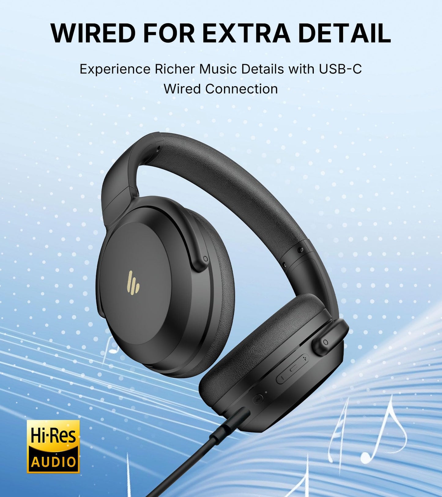 Edifier WH700NB Pro Wireless Over-Ear Headphones with Active Noise Cancellation, Hi-Res Audio, Bluetooth V5.4, Multi-Point Connection, Al Clear Calls, Fast Charging, Foldable (Black)