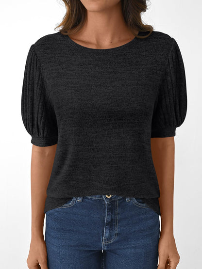 LILLUSORY Womens 2025 Summer Sweater Top Short Sleeve Blouses Dressy Casual Shirts Business Tops Cute Vacation Tunic Black L