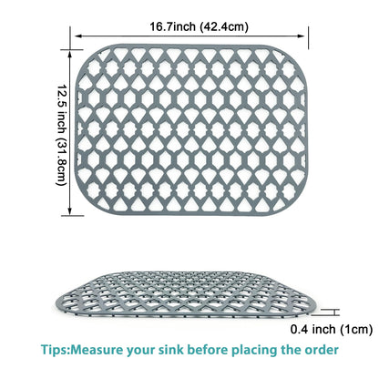 SAMSIER Silicone Sink Protectors Mats (13x11 & 14x12 & 16x12 & 18x16 & 19x14 & 21x16 & 22x13 & 25x16 & 26x14 & 28x14 & 30x16) for Bottom of Kitchen Sink (16.7”x12.5”)