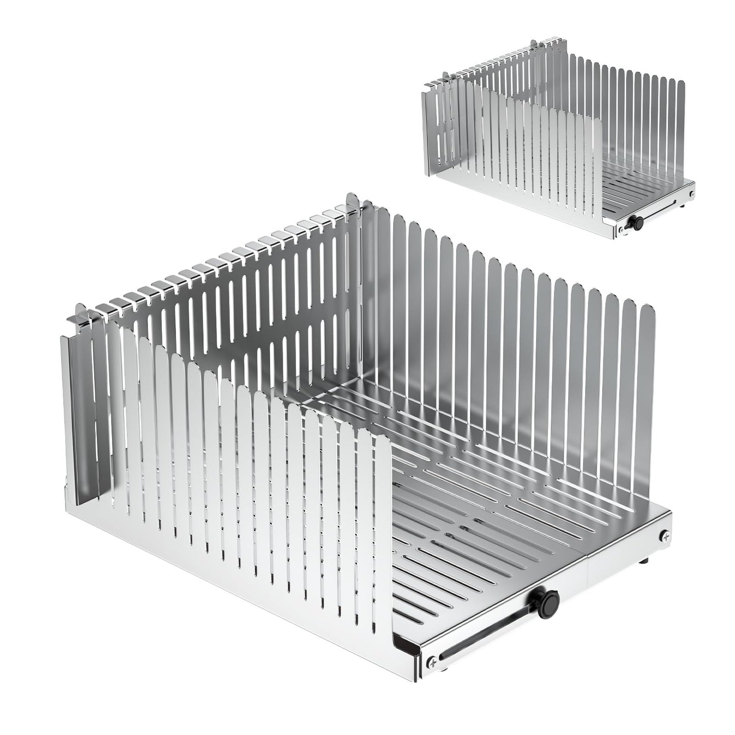 MOBBYKO Stainless steel Bread Slicer for Homemade Bread,Adjustable Width,Foldable Compact,Bread Slicing Guide,Bread Loaf Slicer,for Cakes,Bagels,slice is 0.5",Bread width: 5.5"-8.3"(Silvers)