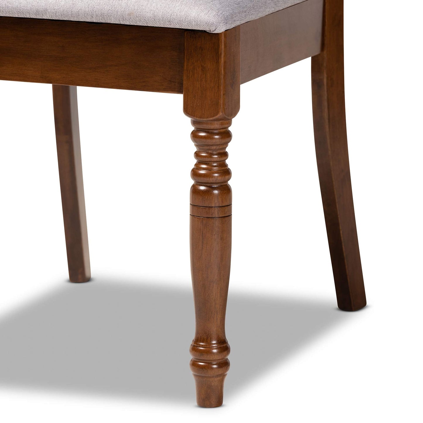 Baxton Studio Lucie 4-Piece Dining Chair Set - Grey Fabric Upholstered With Walnut Brown Finished Wood