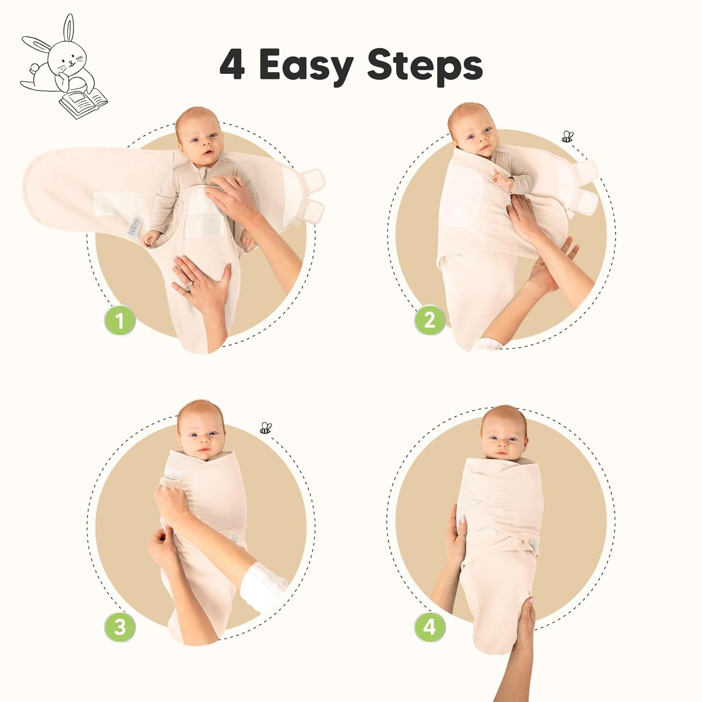 Angelic 3-Pack Organic Swaddles - Soft & Snug Baby Sleep Sacks for Newborns 0-3 Months
