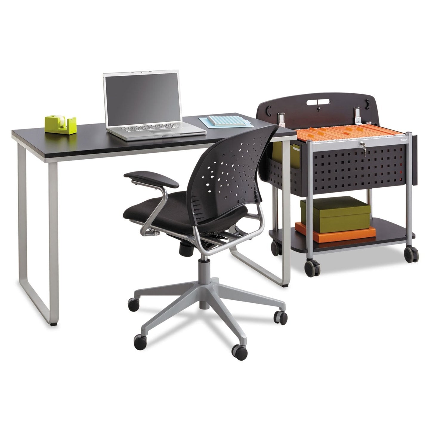 Safco 1943BLSL Home Office Table Computer Desk, Black and Silver