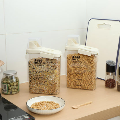 Blushtier 4 PCS Cereal Containers Storage 2.5L Airtight Large Dry Food Containers with Pouring Spout Cereal Storage Dispenser Measuring Cup for Flour and Baking Supplies, White