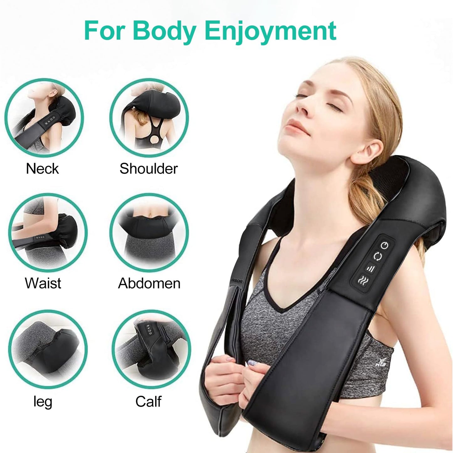 Medcursor Neck Massager, Portable Electric Shiatsu Back Massage Device with Heat, Deep Tissue 3D Kneading Pillow for Muscle Pain Relief (No Battery)