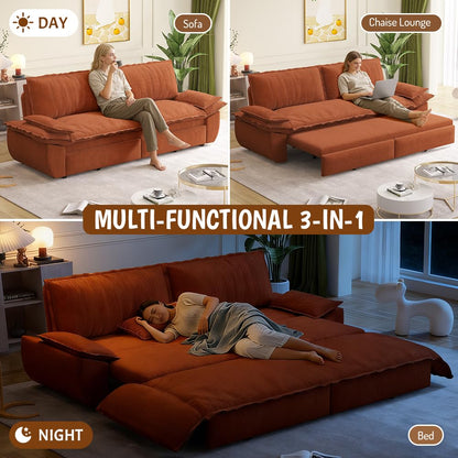 73.2" Oversized Convertible Loveseat Sleeper Sofa Bed for Living Room Queen Size Pull Out Sofabed, 3 in 1 Cloud Upholstered Pullout Lounge Sofa Couch with Pillow-top Armrest