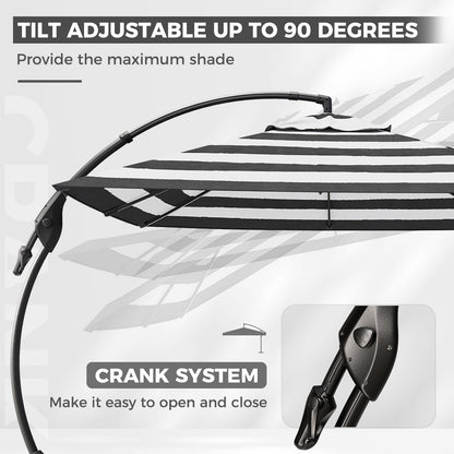 Grand patio 10x10 FT Cantilever Umbrella with Base Outdoor Large Aluminum Square Offset Umbrellas for Deck Pool (Black & White, 10x10 FT)