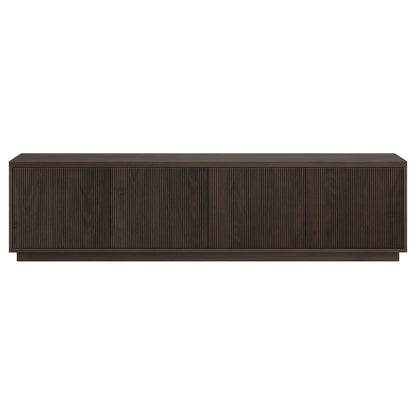 Henn&Hart Fluted TV Stand for TVs up to 85" with 2 Concealed Ribbed Storage Cabinets and Adjustable Shelves for Living Room, Family Room, or Office, Rich Brown