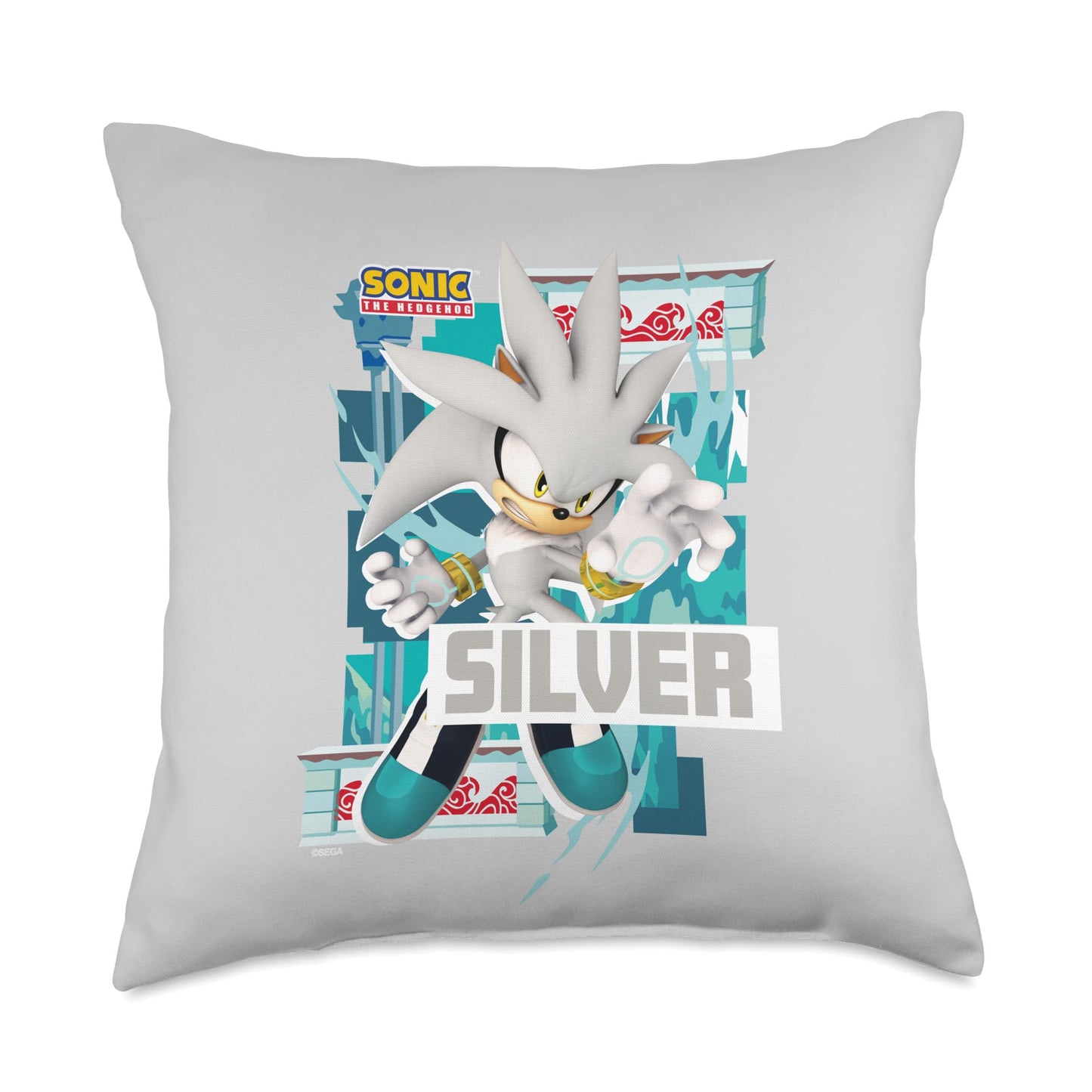 Sonic The Hedgehog - in The Zone - Silver Throw Pillow