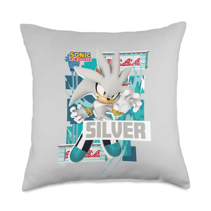 Sonic The Hedgehog - in The Zone - Silver Throw Pillow