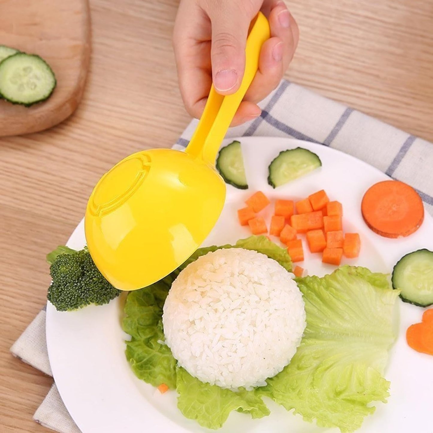Yellow Rice Paddle Scoop Mold for Rice Ball Making - Non-stick Sushi Mold - Kitchen Gadget for Home and Restaurant