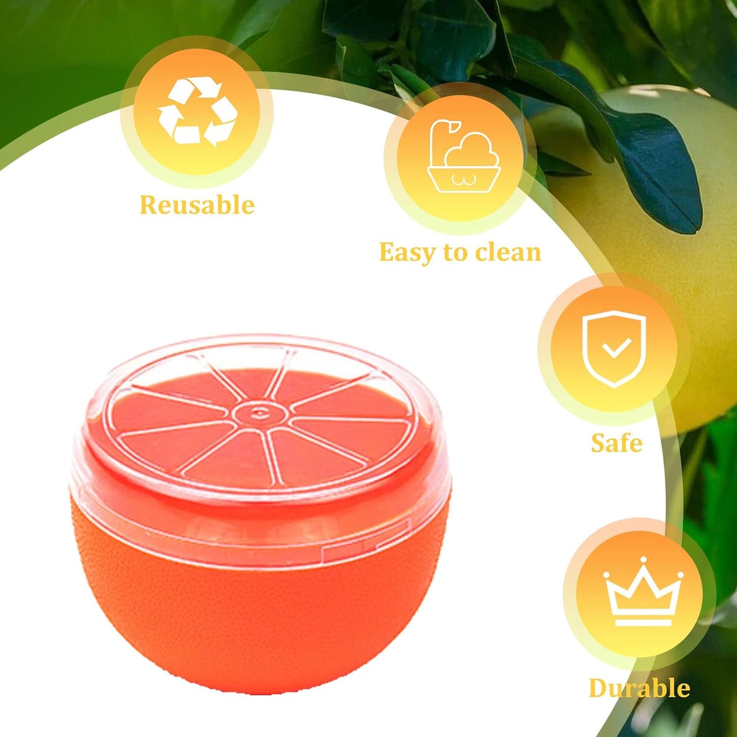 Orange Storage Containers, Reusable Grapefruit Keeper for Refrigerator, Individual Orange Saver