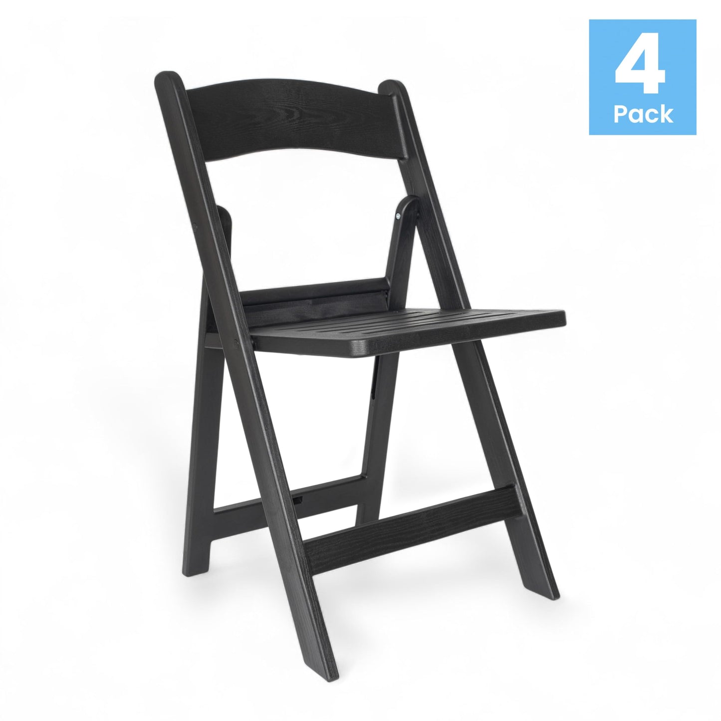 Flash Furniture Hercules Commercial Indoor/Outdoor Folding Event Chair, Wood Look, Weather-Resistant, Lightweight Design, Versatile Use, Set of 4, Black
