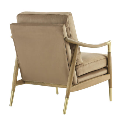 Modway Langford Stain-Resistant Performance Velvet Armchair – Mid Century Modern Velvet Chair with Wood Frame – Upholstered Accent Chair for Living Room or Bedroom