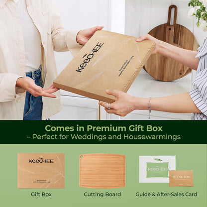 Dishwasher Safe Bamboo Cutting Boards Durable Lightweight Wood Cutting Board for Busy Kitchen, Easy Clean Wooden Chopping Boards with Juice Groove Set of 3 (L+M+S)