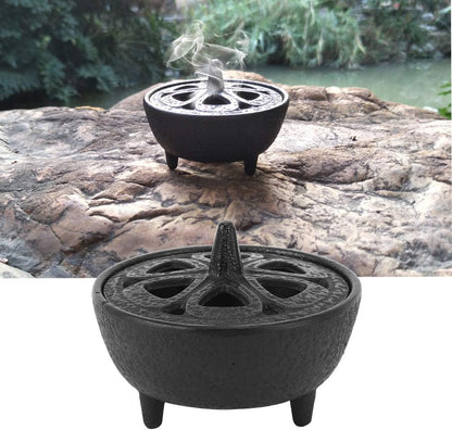 Black Iron Shaped Incense Burner, Sturdy Home Decor, Convenient for Aromatherapy with Sand
