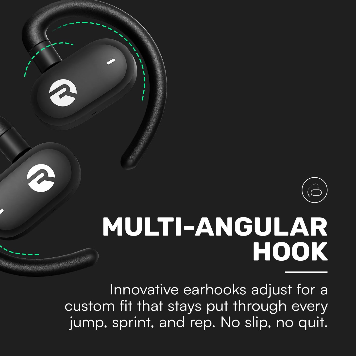 Raycon Fitness Open Ear Earbuds – Open Ear Headphones, Earbuds Wireless Bluetooth, Running Headphones, Sweat & Water-Resistant Earphones, 40 Hours Battery Life (Black)