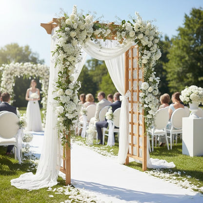 BIGTO Wooden Arbor 63" x 26" x 85", Wood Wedding Trellis for Plant Climbing, Outdoor Decor Pergola
