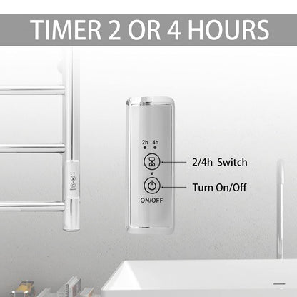 KEG Towel Warmer 8 Bars for Bathroom Freestanding or Wall Mounted Bath Towel Heater Plug-in with Built-in Timer Silver