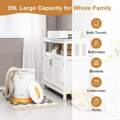COSTWAY Bucket Style Towel Warmer,Fragrance Holder, Fits up to Two 40” x 70” Oversized Towels, Bathrobes, Blankets, Auto Shut Off, Luxury Towel Warmer for Bathroom, Spa