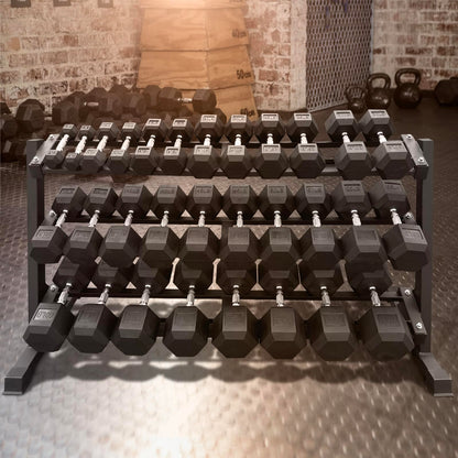 5–75 lbs Dumbbells Weight Set (15 Pairs) with Weight Storage Rack, 1200 lbs Hex Dumbbell Sets, Gyms Weights Dumbbells Sets with 3-Tier Rack, Weight Set for Home Gym, Strength Training