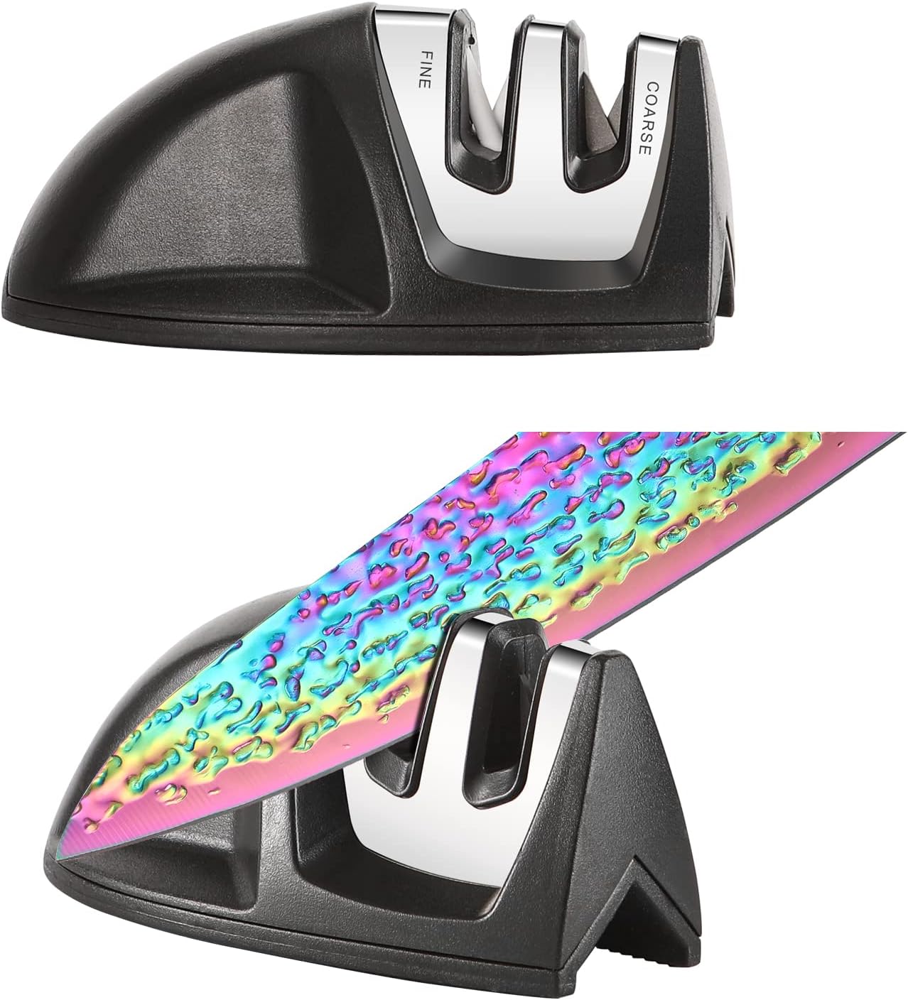 Rainbow Titanium Knife Set, Sharp Stainless Steel Knives with Acrylic Block, 6 Steak Knives, Chef Quality