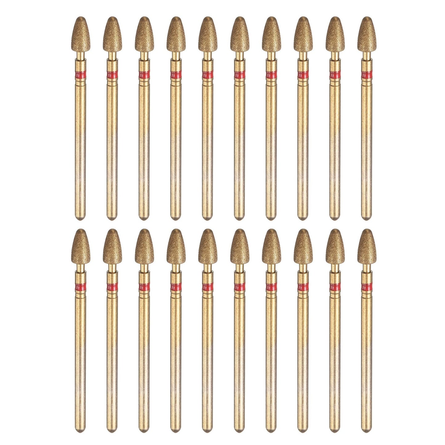 HARFINGTON 20pcs 200-230 Grits Diamond Grinding Bit 4mm Bullet-Head 2.35mm Shank 7mm Length Titanium Plated Stone Sanding Drill Bits Rotary Tool for Nails Grinding Polishing
