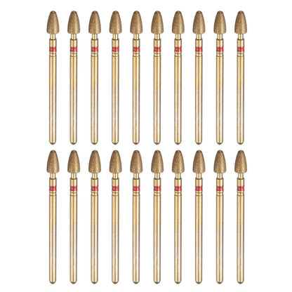 HARFINGTON 20pcs 200-230 Grits Diamond Grinding Bit 4mm Bullet-Head 2.35mm Shank 7mm Length Titanium Plated Stone Sanding Drill Bits Rotary Tool for Nails Grinding Polishing
