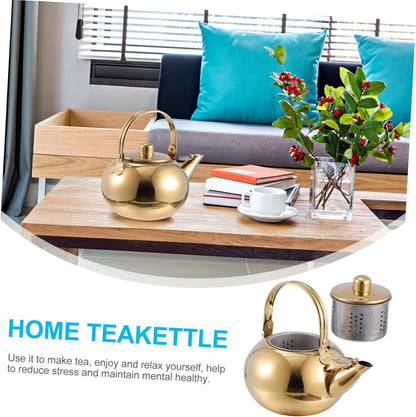 1pc Stainless Steel Pot, Cast Iron Teapot Kettle with Strainer, Large Capacity Stove Top Kettle for Kung Fu Tea