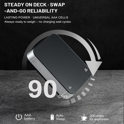 KitchenTour CaféMetric Coffee Scale with Timer 0.1g/2000g - Precision Small Scale for Espresso & Pour Over - Mini Scale with LED Display Recharge Black