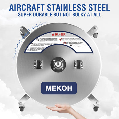 MEKOH Pressure Washer Surface Cleaner 22'', 4500PSI Stainless Steel Surface Cleaner Attachment with Wheels, Power Washer Accessory for Driveway Sidewalk Curb Deck Patio Cleaning, 3/8'' Quick-Connect