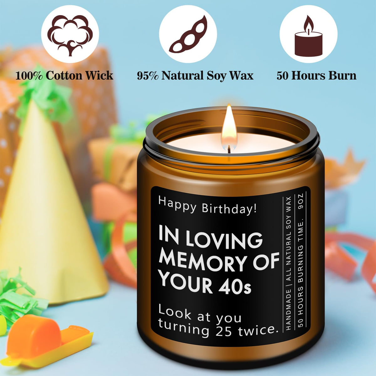 RIZOOCE 50th Birthday Gifts for Her Him, 50 Year Old Birthday Gifts - Funny & Unique Presents for Men & Women Born in 1976, Lavender Scented Candle, 7oz