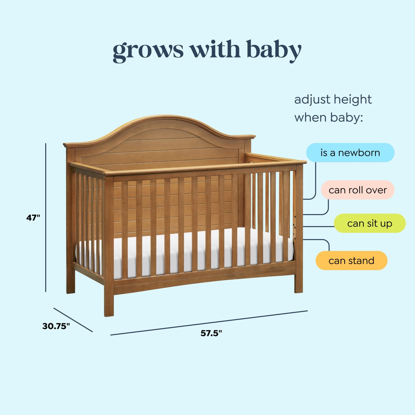 Carter's by Davinci Nolan 4-in-1 Convertible Crib in Chestnut, Greenguard Gold Certified