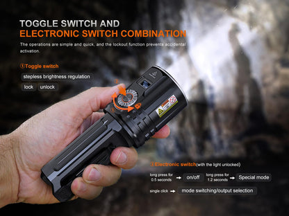 Fenix LR36R 10000 Lumen LEP Long Throw Beam Search and Rescue Flashlight with EdisonBright Charging Cable Carrier