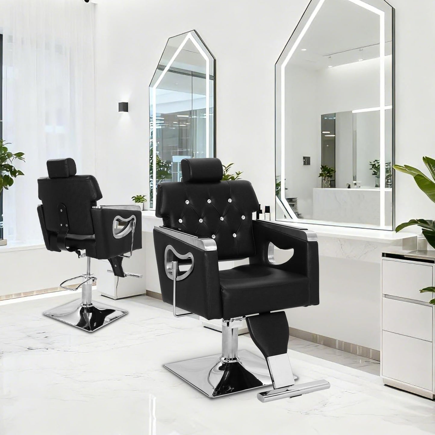GAOMON Barber Chair, Salon Chairs for Hair Stylist Soft Leather, Hydraulic Pump Adjustable Height, 330 Lbs, 360° Swivel with Lock, for Salon Barbershop Hair Stylist Professional