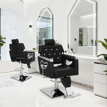 GAOMON Barber Chair, Salon Chairs for Hair Stylist Soft Leather, Hydraulic Pump Adjustable Height, 330 Lbs, 360° Swivel with Lock, for Salon Barbershop Hair Stylist Professional