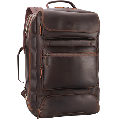 STAR VISTA Voyager-02 Full Grain Leather Travel Backpack, 40L Luxurious Capacity, All-in-One Duffle Backpack for Global Jet-set Voyagers, 17.3" Laptop Compatible, Canvas Lining