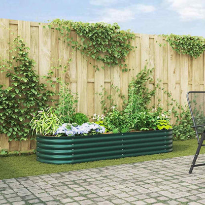 hliofuir Green Large Metal Raised Garden Bed 94.5 x 31.5 x 17.3 in Modern Steel Planter Box for Outdoor Patio, Yard & Balcony Herb, Flower & Veggie Growing