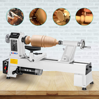 CXRCY 12" x 18" Wood Lathe, Benchtop Wood Lathe Machine 3/4 HP Infinitely Variable Speed 650-3800 RPM with Goggle for Woodworking, Woodturning