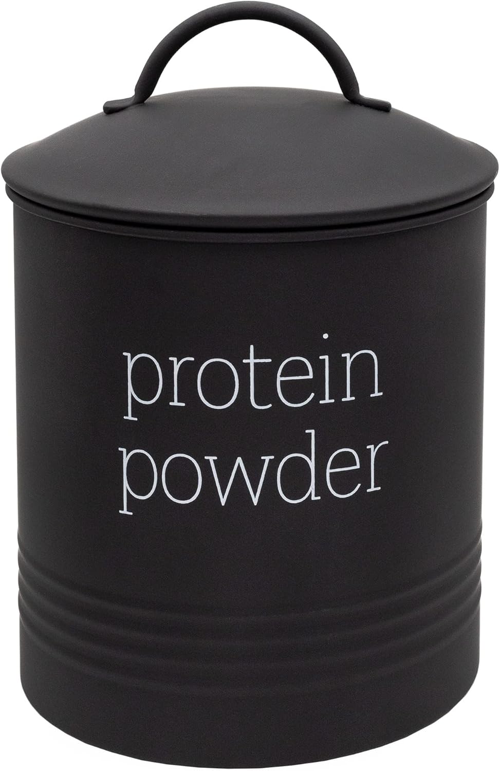 AuldHome Enamelware Protein Powder Canister (Black), Modern Farmhouse Style Storage for Kitchen