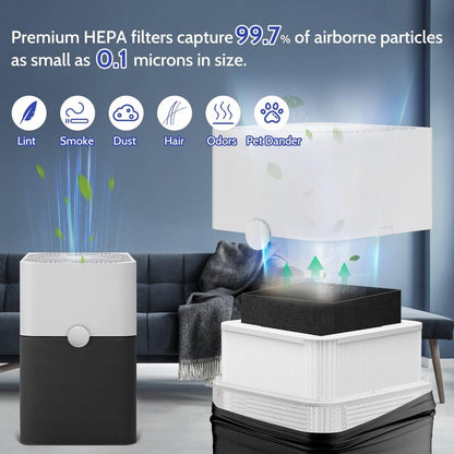 XBGG 211+ Replacement Filter Compatible with Blue Pure 211 Air Purifier Series, 2-in-1 Filtration System of H13 True HEPA and Activated Carbon Filter, 2 Pack