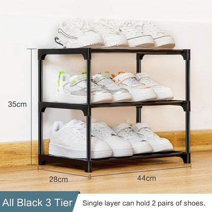 OLYREO Closet 3 Closet Stackable Small Shoe Rack for Tier, Sturdy Shoe Rack Organizer for Front Door Entrance