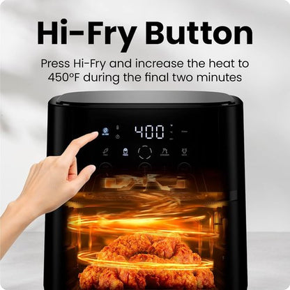 Chefman Air Fryer - 6 QT Compact Air Fryer with Hi-Fry Technology & Touchscreen Controls - Black