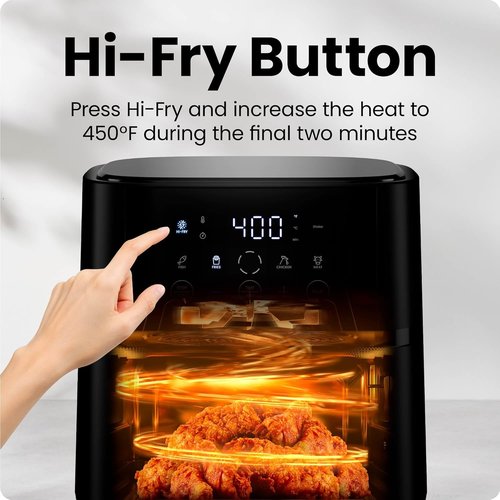 Chefman Air Fryer - 4 QT Compact Airfryer with Hi-Fry Technology & Touch Controls - Black