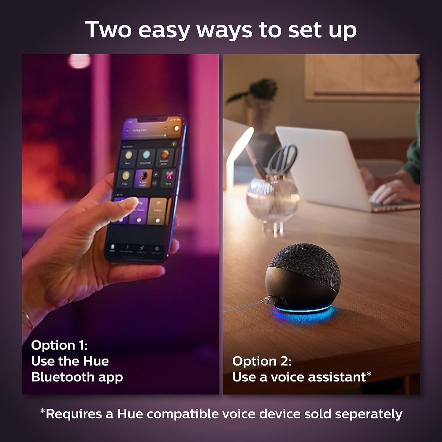 Philips Hue Smart 75W A19 LED Bulb - Soft Warm White Light - 2 Pack - 1100LM - E26 - Indoor - Control with Hue App - Works with Alexa, Google Assistant and Apple Homekit