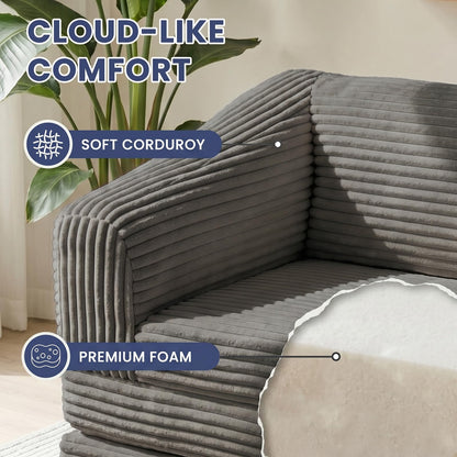 AOLVDOW Loveseat 51 inch, 2-in-1 Convertible Tri-Folding Sofa Bed with Thick Backrest & Carry Handle, Gray Foldable Couch Bed Lounger Sleeper Sofa for Living Room, Guest Room, Soft Corduroy