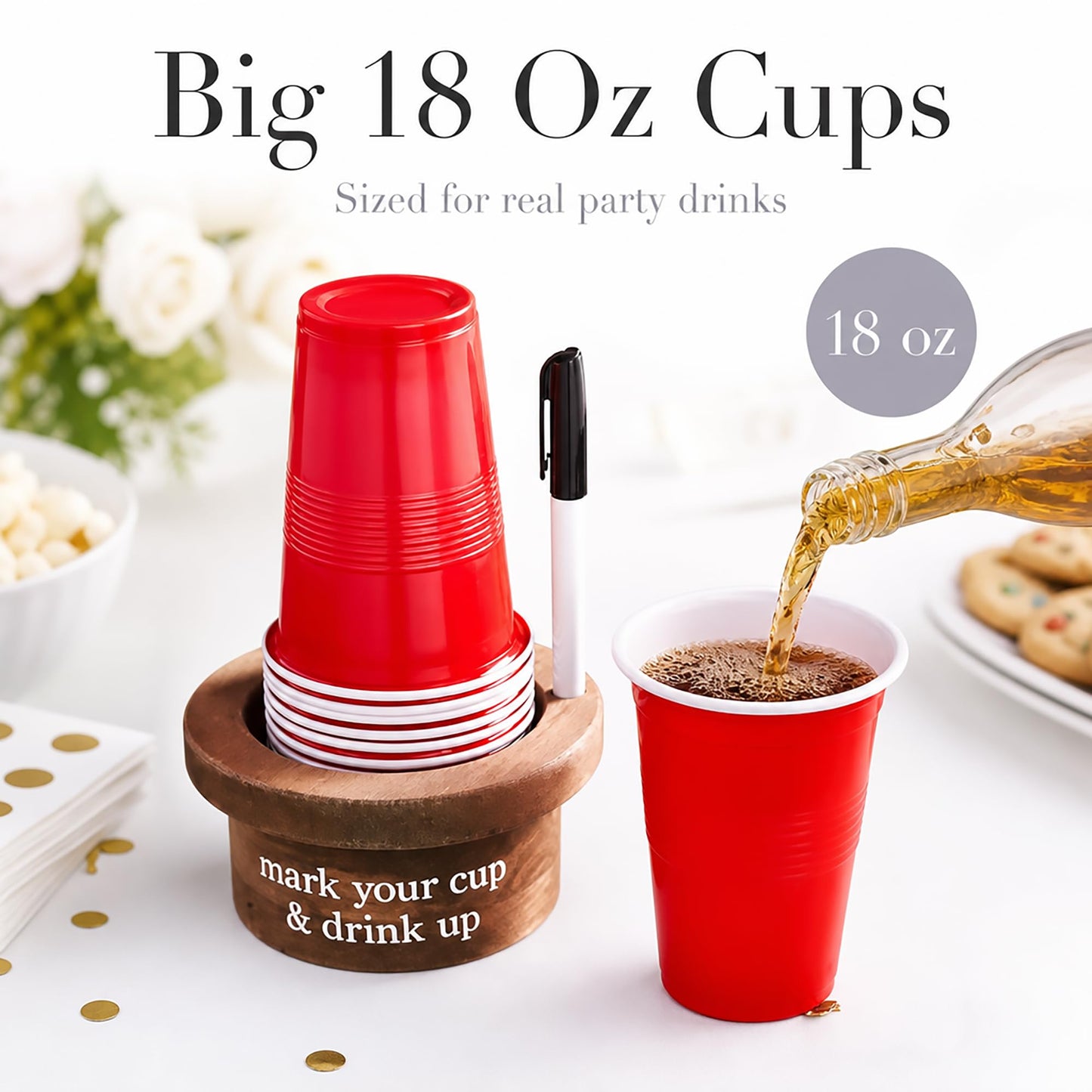 Mud Pie Disposable Cup and Marker Set; Base 3" x 5 1/2" Dia | Cup 18 oz