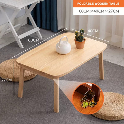 MHJKHG Foldable Wooden Table Living Room Coffee Table Foldable Coffee Table Children's Game Table Laptop Table，Wood Color 60x40x27cm